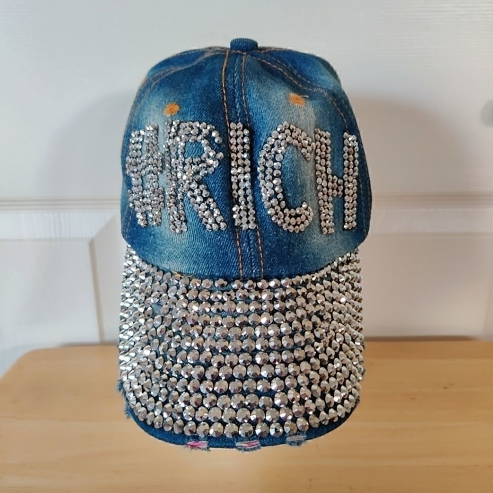 Westend embellished distressed denim hat